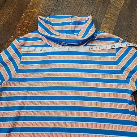 Vintage 70s vibe Blue Orange Striped Turtleneck - Picture 5 of 10